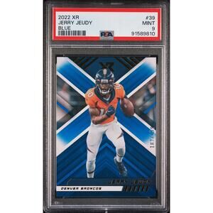 2022 Panini XR Jerry Jeudy Blue Parallel SP 182/199 Graded PSA 9 Mint - POP 1